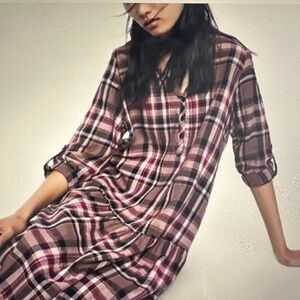 Zara Plaid Midi Dress